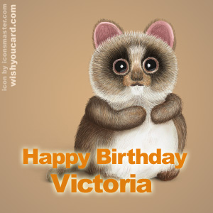happy birthday Victoria racoon card