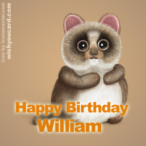 happy birthday William racoon card