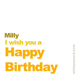 happy birthday Milly simple card